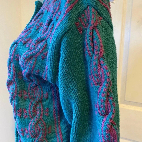 Robert Scott Rare Y2K Chunky Cable Knit Double Breasted Sweater Women Size M/L - Picture 6 of 7